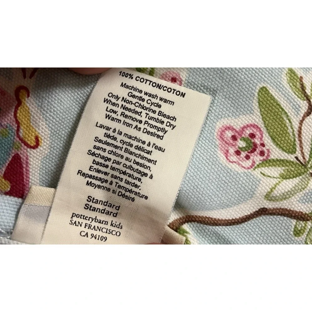 Pottery Barn Kids Leela Standard Sham Sky Blue Floral Butterfly Cotton ONE Flaws